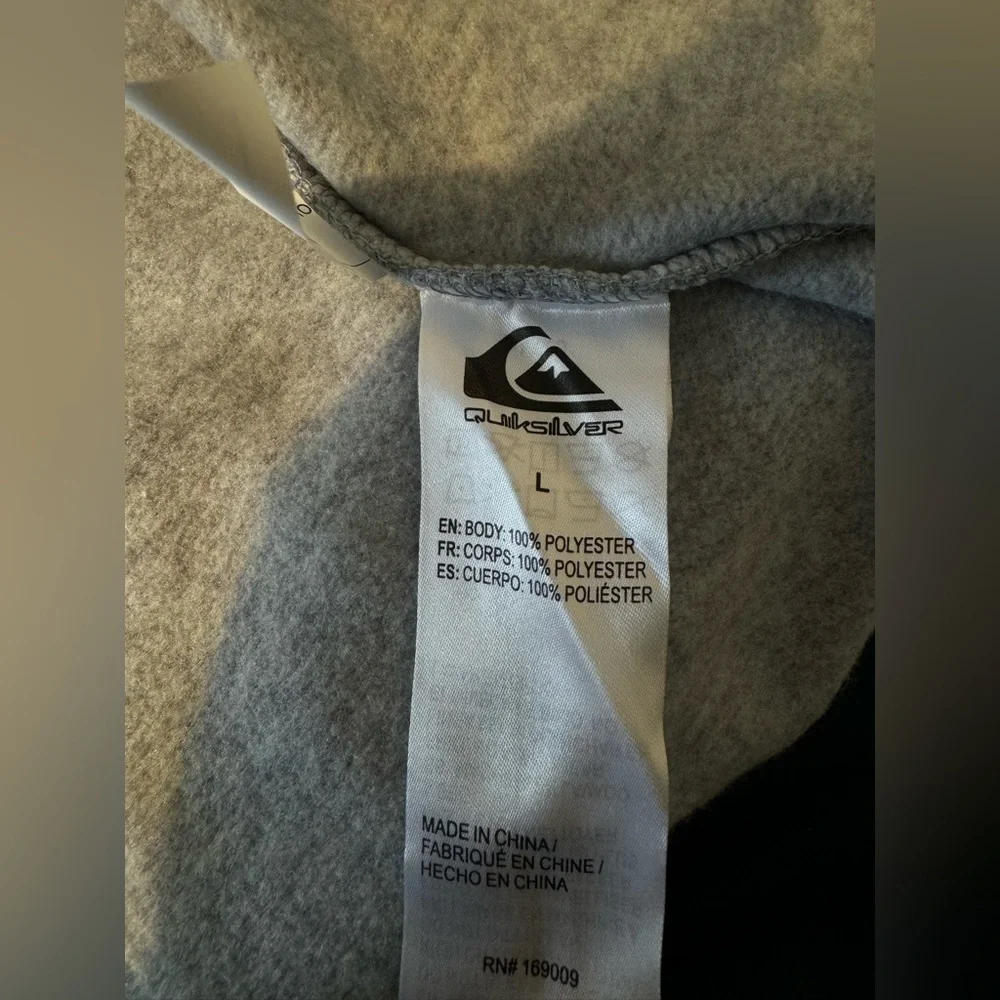 Quiksilver Men’s Fleece Pullover Hoodie Gray Size Large L Surf Skate Outdoor - Picture 5 of 8